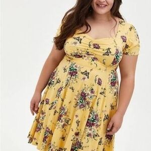 Torrid Mini Challis Shirred-Front Floral Skater Dress- Size 3x